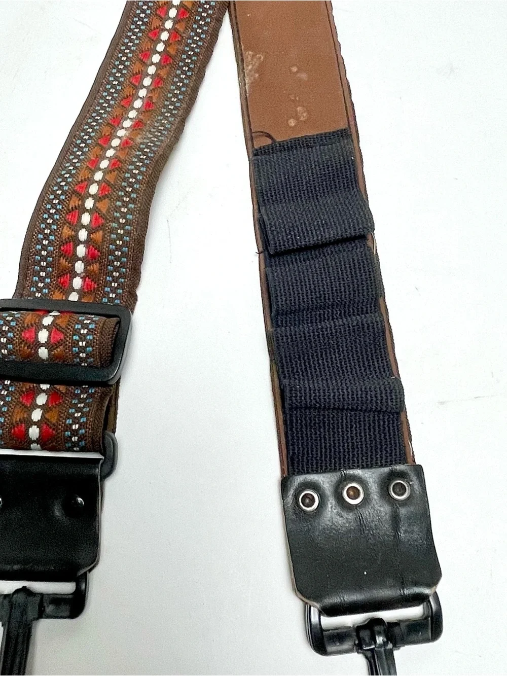Vintage Geometric Tapestry Camera Strap 36”/38” Bohemian, Brown Blue White Red
